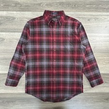 Pendleton Mason Shirt Mens Medium Red Black Plaid Flannel Button Down Casual