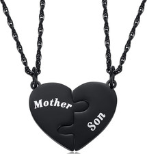 Mother and Son Heart Matching Necklace Set for 2, Son to Mom Gifts Mother's Day