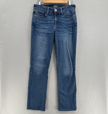 NYDJ Jeans Womens 8 Blue Marilyn Straight Leg Mid Rise Slimming Stretch Denim