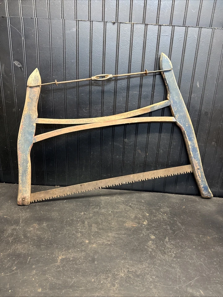 SIERRA DE ARCO/BUJO DE MADERA VINTAGE ANTIGUA CORTE TRANSVERSAL 30 pulgadas Foto 2 de 4