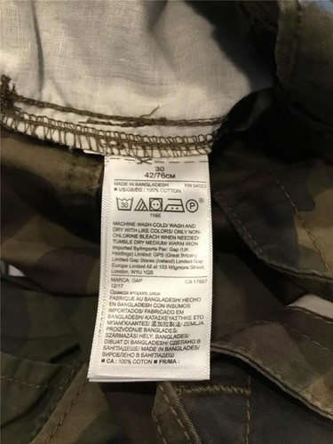 MEN Gap CAMO Khakis Lived In Shorts 30" x 11" INSEAM FLAT FRONT CARGO POCKETS - Picture 12 of 12