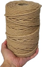 328 Feet Jute Rope, 6mm 4-Ply Thick Jute Twine String for Floristry, DIY Arts Cr