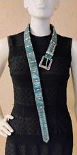 Stunning "Nanni" of Italy Turquoise Blue with Silver Conchos Studs Belt 90/36