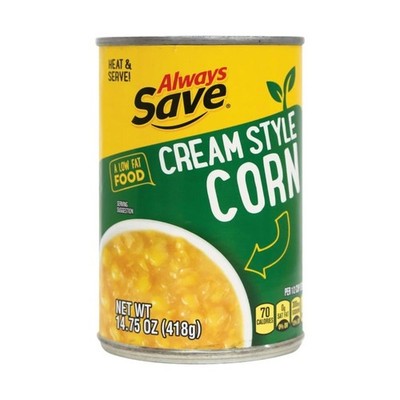 5x Always Save Cream Style Corn Canned Sweet Corn Pantry Bulk Bundle New 14.75oz