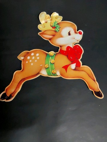 Vintage 70s/80s 5 Pc Christmas Die Cut Decor Lot Reindeer & Santa Pls Read - Picture 3 of 10