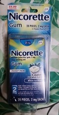 Nicorette Gum 2mg White Ice Mint 20 Pieces Pocket Pack Exp 2027/01