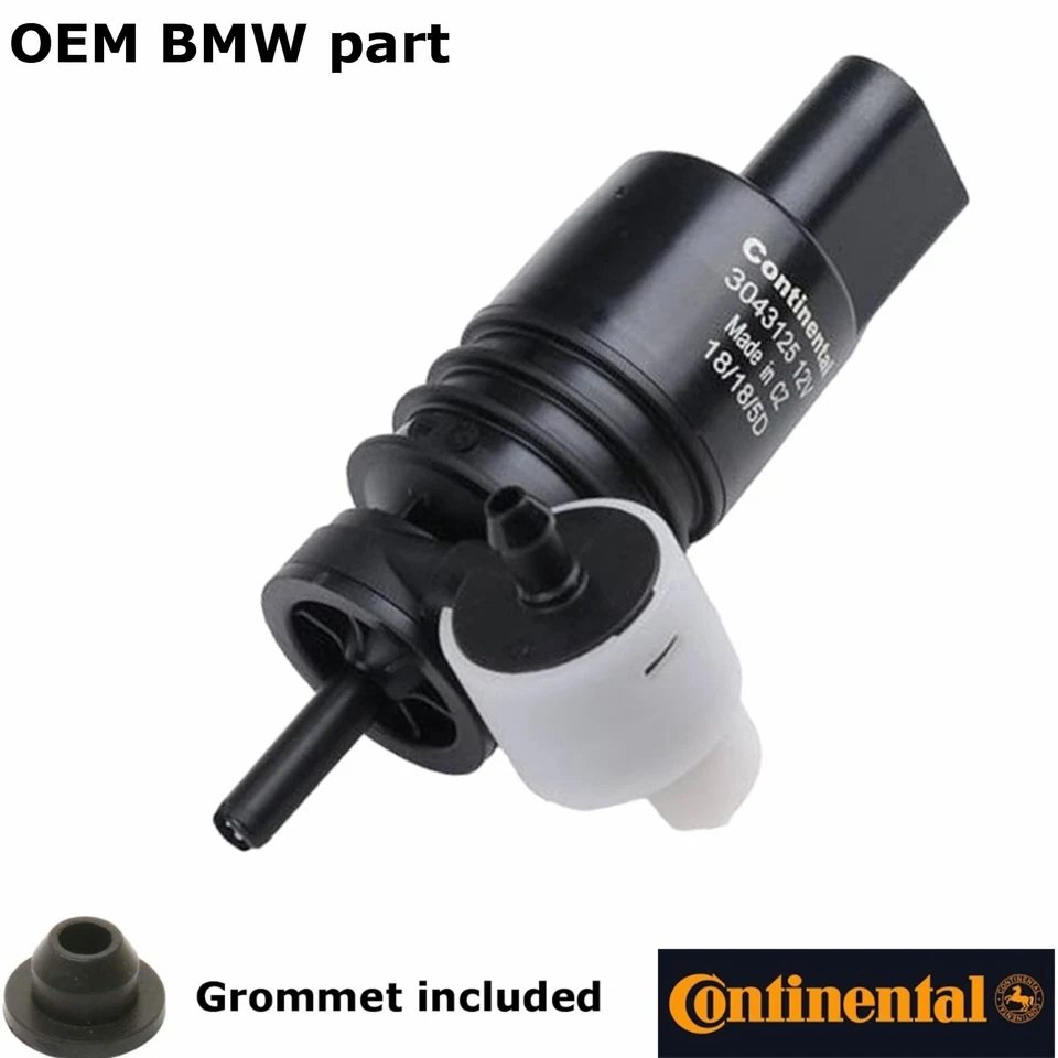 1997-21 BMW i3 318ti Z3 2007-13 Mini OEM Windshield Washer Double Pump & Grommet - Image 4 of 4