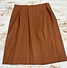 Vintage Talbots brown wool straight skirt 30" waist lined walking slit 25" long