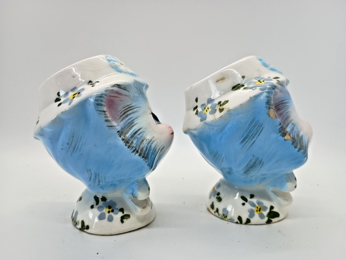 Vintage Lefton Miss Priss Cat Kitten Blue Salt and Pepper Shaker Set MCM - Picture 5 of 8