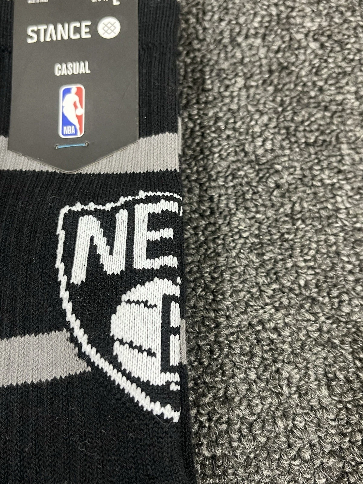 New! Stance Crew Socks NBA Brooklyn Nets Size Large Color Black