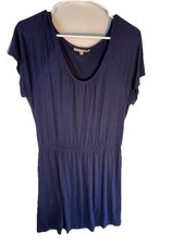 GAP Women’s Blue Tiered Short Sleeve Swing Dress Size Small W Cinch Detail Waist