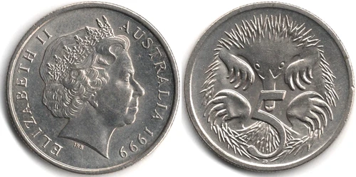 1999 Australia 5 Cents — photo from the most recent tracked eBay sale