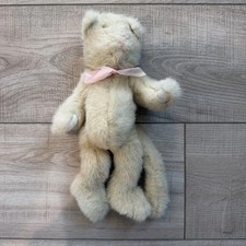 Boyds Collection Plush Jointed Teddy Bear Cream Tan Pink Bow Vintage