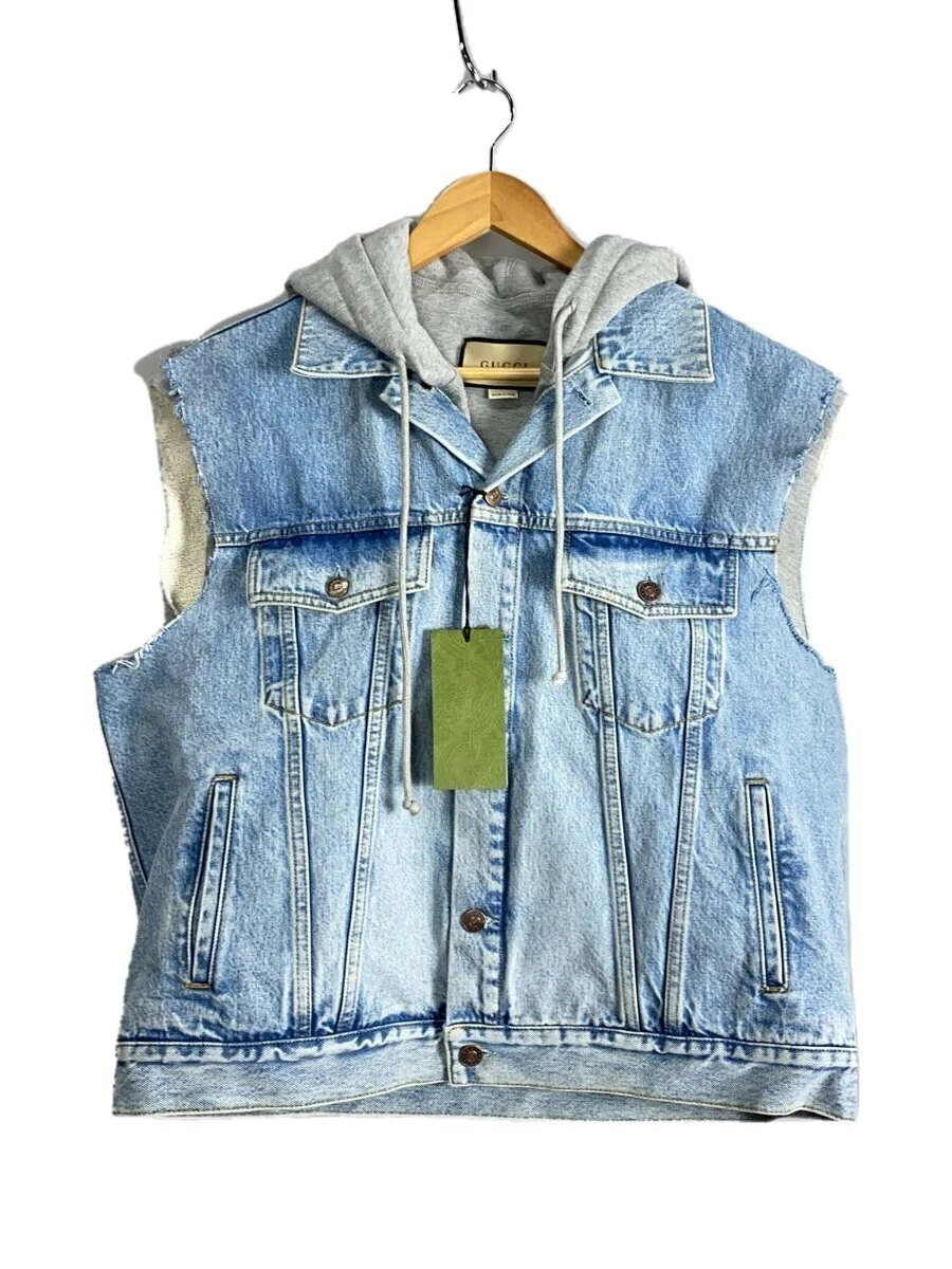 GUCCI 22SS Denim Gilet con Cappuccio Hollywood Babylon Vest 48 Indaco