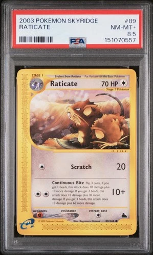 2003 POKEMON SKYRIDGE #89 RATICATE PSA 8.5