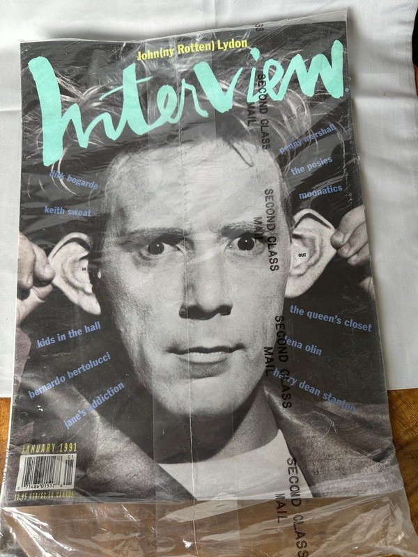 Interview Magazine January 1991 Sealed In Mailer Bag Johnny Rotten Sex Pistols