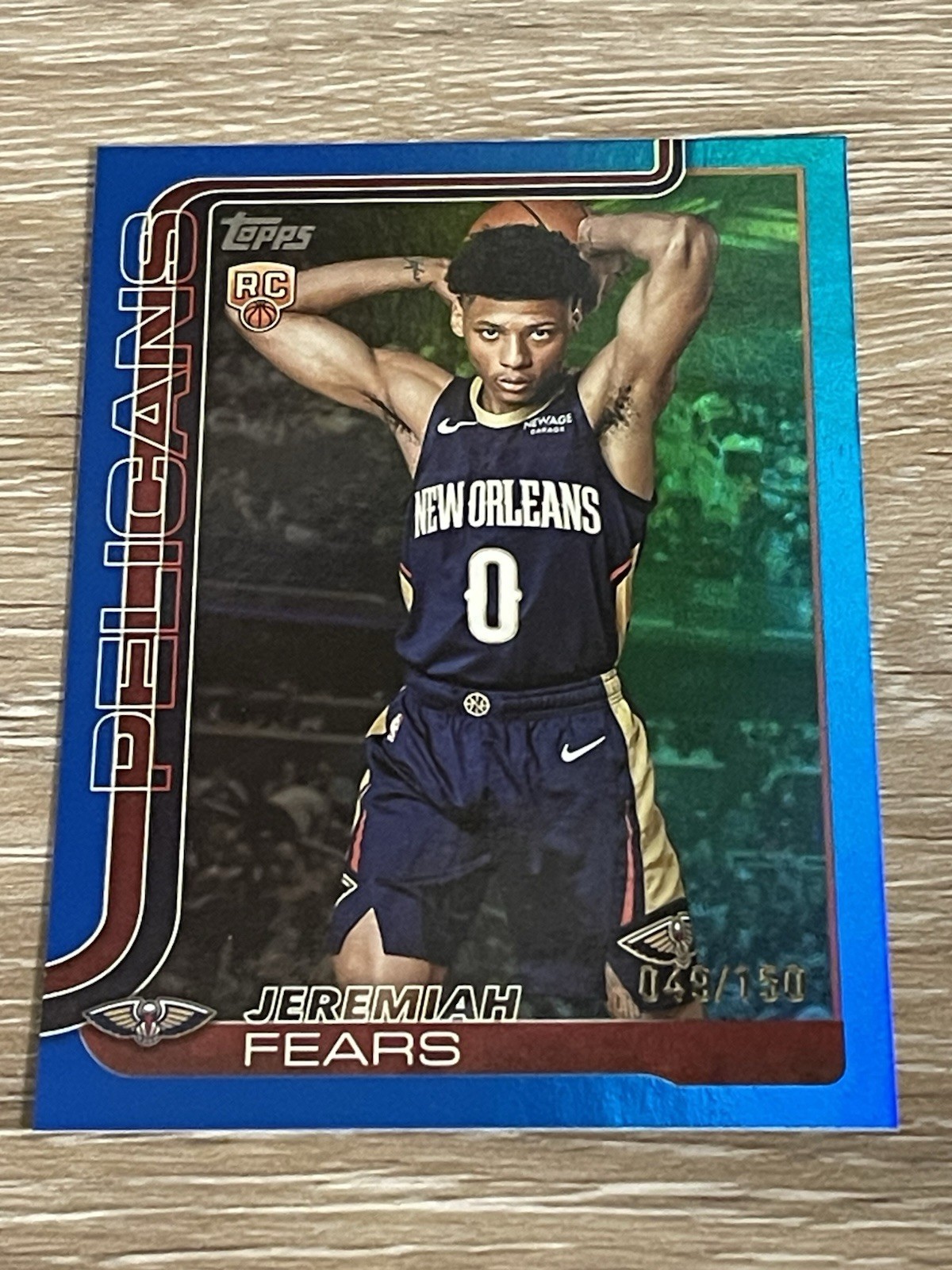 2025-26 Topps Basketball - Jeremiah Fears RC Blue Rainbow Foil SP 049/150 #207