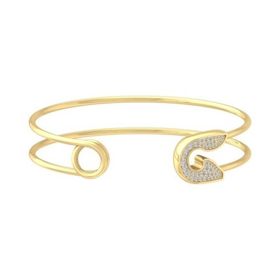 10k Yellow Gold 0.325Ct Lab Grown Diamond Fashion Bangle Bracelet For Women 7''