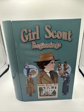 VTG Girl Scout Cookie Tin Blue  Book-shaped Storage "Girl Scout Beginnings"