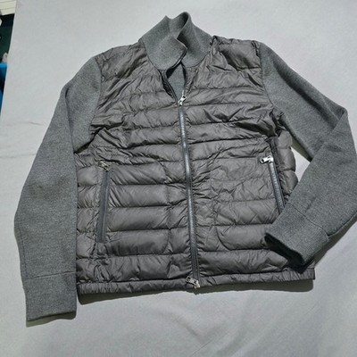 Moncler Maglione Tricot Cardigan Mens XL Grey Quilted Wool Cardigan Zip Up
