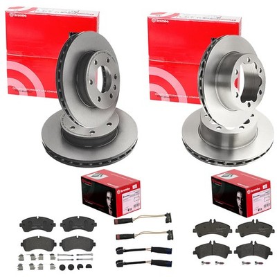brembo BREMSSCHEIBEN + BELÄGE VORNE+HINTEN passend für VW CRAFTER 50 Bj. 2006-16