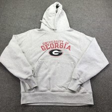 Georgia Bulldogs Hoodie Mens Small Gray NCAA Champion Reverse Weave Sweatshirt