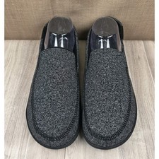 Isotoner Mens 8 Black Speckle Slip On Plush Lined Gel Memory Foam Slippers