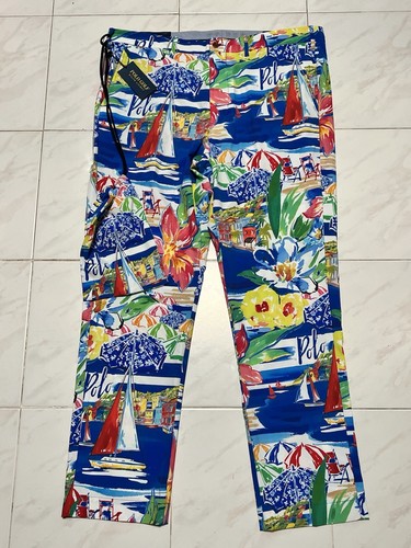 Men 38x32 Tailored Fit Stretch Polo Golf Ralph Lauren Sail Boat Riviera Pants