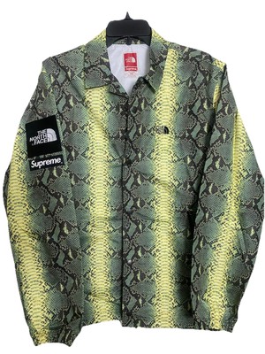 Supreme The North Face Mens Medium Snake Skin Taped Seam Coaches Jacket Green