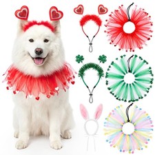 3 Set Valentines Day Dog Costume Outfits St. Patrick Easter Dog Headband Coll...
