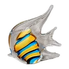 Vtg Murano Style Blue Orange Striped Glass Angelfish Paperweight Figurine