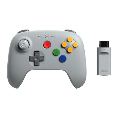 8BitDo 64 2,4G Wireless Controller, Classic Grey, Hall Effect, Turbofunktion,