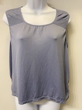 Varley Nova Seamless Crop Tank Top Stone Blue Size S/M Mesh Back C2 24