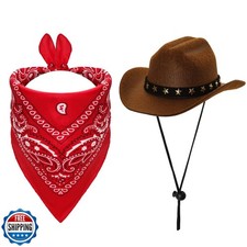 Fumwase Pet Cowboy Costume Halloween Costumes for Dogs Cat Cowboy Hats with B