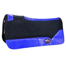 HS Western Wool Felt Horse Saddle Pad W/ White Alligator Print Leather