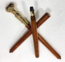 Vintage Antique Walking Cane Wooden Walking Stick Silver Brass Handle Knob Gift