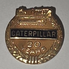 CATERPILLAR DOZER 20 YEAR ANNIVERSARY 14K GOLD SERVICE PIN MADE IN USA OTC