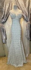 Gold & Cream Wooly Tweed Sexy Lace-up Bodycon Maxi Dress Sz (very) Small & Tall