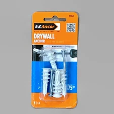 E-Z ANCOR 11364 75lb #8 1-1/4-in Philips Zinc-Plated Nylon Drywall Anchors 4-Pk