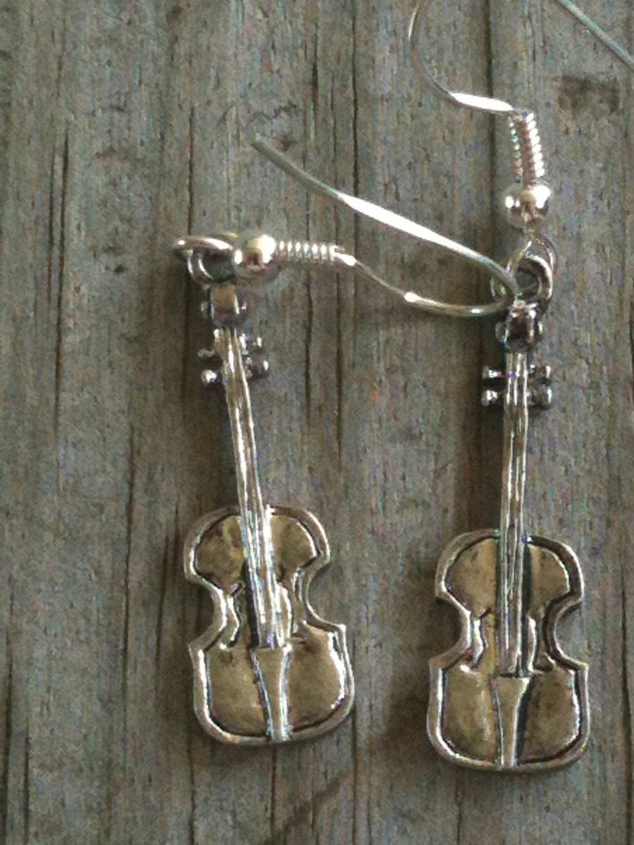 Violin earrings shop silver