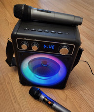 Portable Bluetooth Karaoke Speaker with 2 Wireless Microphones, PA System LED