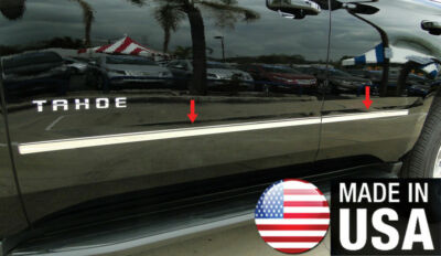 For 2015-2020 Chevy Tahoe GMC Yukon Stainless Body Side Molding Trim Flat 4PC