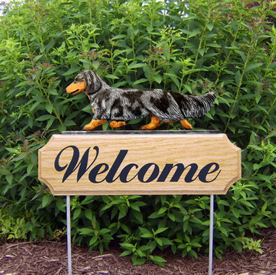 Dachshund Long Hair Wood Welcome Outdoor Sign Blue Dapple Ebay