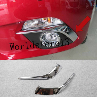 Chrome Front Bumper Fog light lamp Cover Trim fit for Mazda 3 Axela 2014-2016