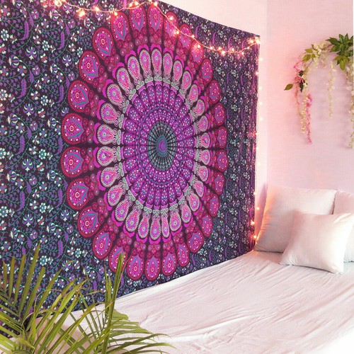 Manta tapiz colgante de pared sábanas individuales dobles decoración hogar dormitorio étnico - Imagen 4 de 46