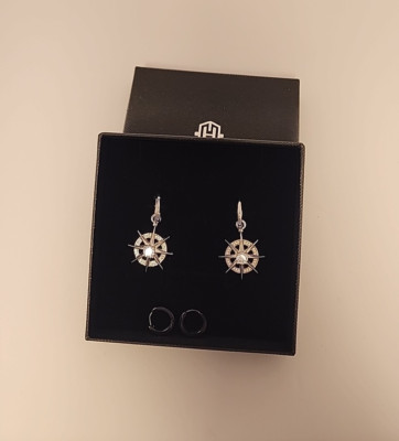 Hello Ice earrings, black steel hoops and The Gods of Magic Symbol Power, new