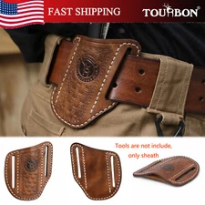 TOURBON Leather Mini Pockets Folding Knife Belt Pouch Tool Carry Sheath Cover US