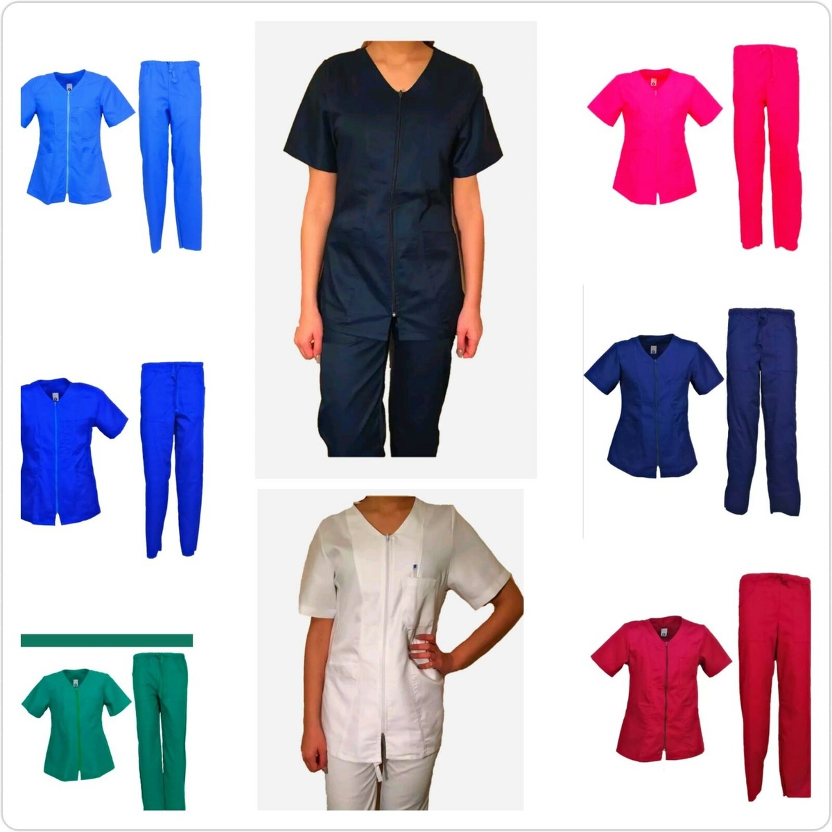 DIVISA INFERMIERA SANITARIA COLORI OSPEDALIERA ZIP DONNA