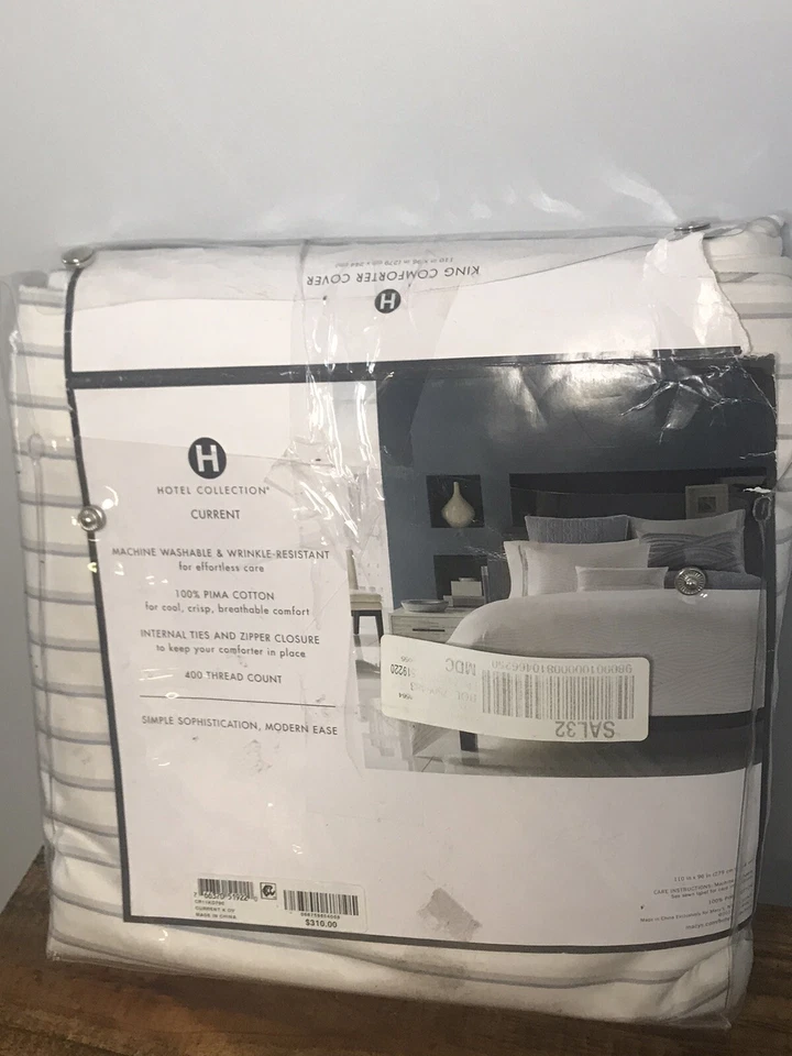 Hotel Collection Current King Duvet Blue Striped Comforter Cover - Image 3 of 4