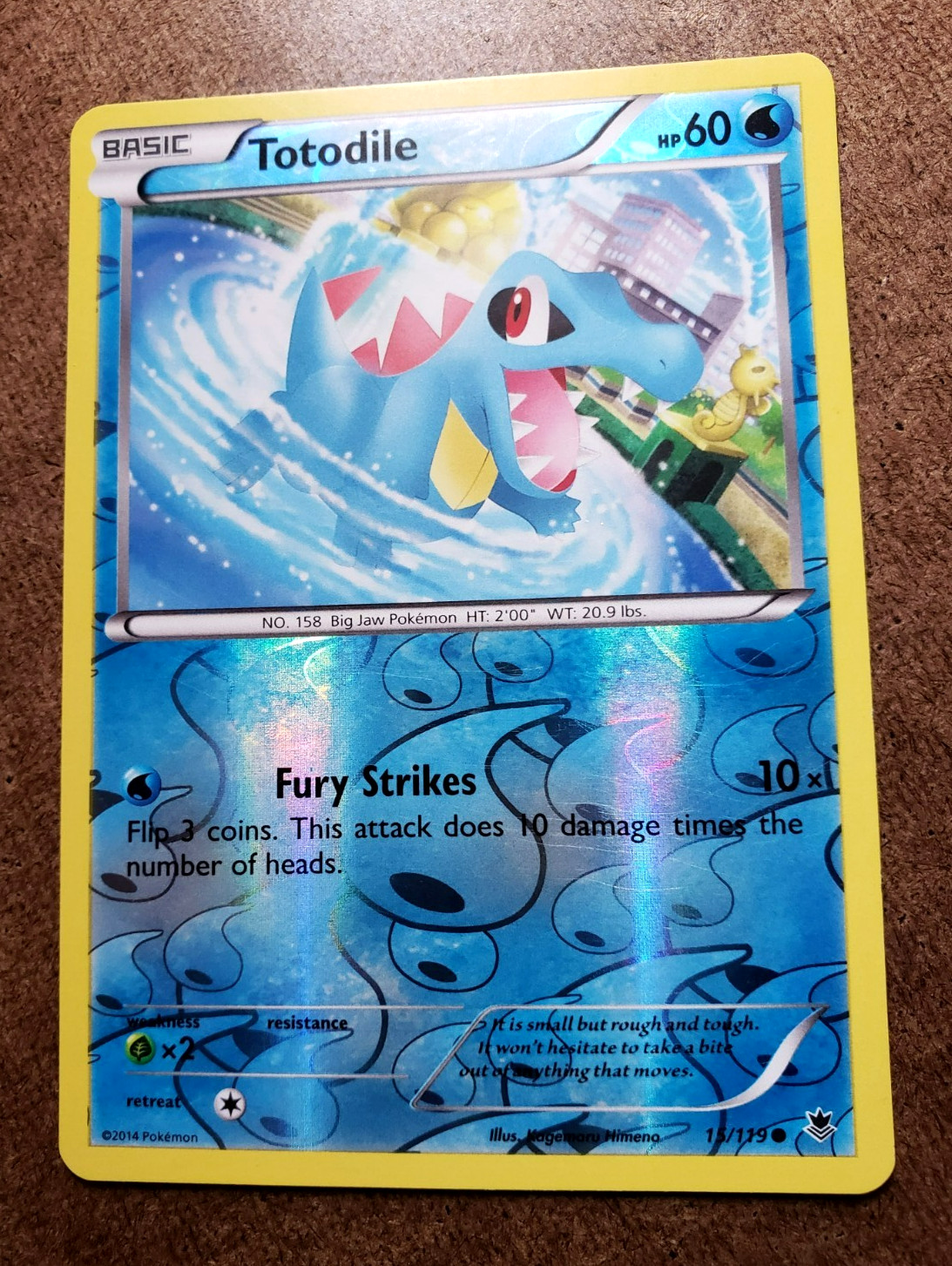 2013 POKEMON TCG Basic TOTODILE XY- PHANTOM FORCES (PHF) REVERSE HOLO! 15/119 NP